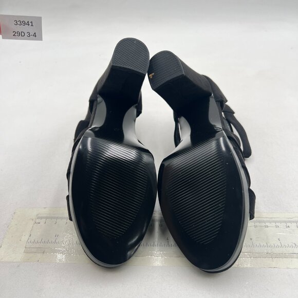 FSJ Black Chunky High Heel Sandals Open Toe T-Strap Cutout Dress Party Shoes - Picture 7 of 8